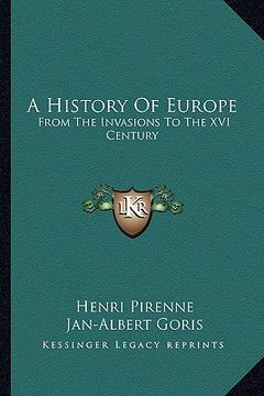 portada a history of europe: from the invasions to the xvi century (in English)