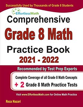 portada Comprehensive Grade 8 Math Practice Book: Complete Coverage of all Grade 8 Math Concepts + 2 Grade 8 Math Practice Tests (in English)