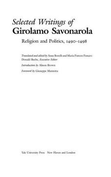 portada Selected Writings of Girolamo Savonarola: Religion and Politics, 1490-1498 (Italian Literature and Thought) (en Inglés)