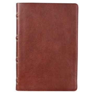 portada KJV Giant Print Full-Size Bible Brown Full Grain Leather (en Inglés)