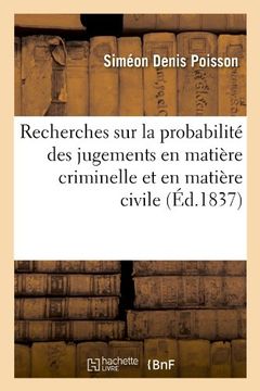 portada Recherches Sur La Probabilite Des Jugements En Matiere Criminelle Et En Matiere Civile (Sciences) (French Edition)