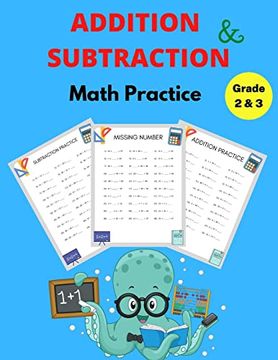 portada Addition and Subtraction Math Practice Grade 2&3: Math Game Book With Subtracting and Adding Double Digits 