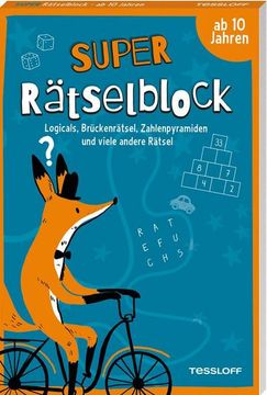 portada Super Rätselblock ab 10 Jahren. Logicals, Brückenrätsel, Zahlenpyramiden und Viele Andere Rätsel: 128 Seiten Rätselspaß - 25 Unterschiedliche Rätselarten (Rätsel, Spaß, Spiele) (en Alemán)