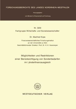 portada Möglichkeiten und Restriktionen einer Berücksichtigung von Sonderbedarfen im Länderfinanzausgleich (Forschungsberichte des Landes Nordrhein-Westfalen) (German Edition)