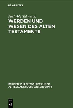 portada Werden und Wesen des Alten Testaments (Beihefte zur Zeitschrift fã â¼r die Alttestamentliche Wissensch) (German Edition) [Hardcover ] (in German)