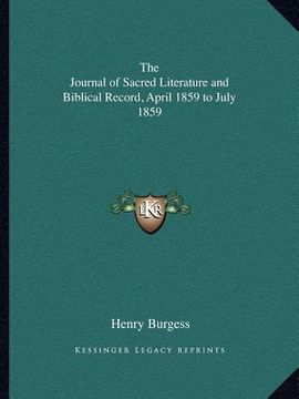 portada the journal of sacred literature and biblical record, april 1859 to july 1859