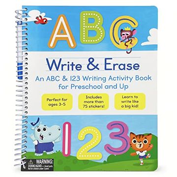 portada Write & Erase abc and 123: Wipe Clean Writing & Tracing Workbook Skills for Preschool Kids and up Ages 3-5: Includes Letter and Number Tracing, Early. Erase Marker & Bonus Restickable Stickers. 