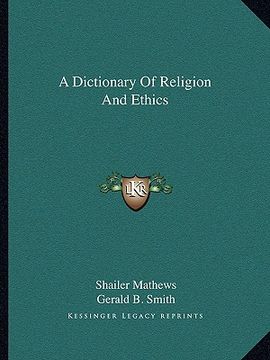 portada a dictionary of religion and ethics (en Inglés)