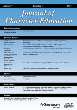 portada Journal of Character Education Volume 17 Number 1 2021 (en Inglés)