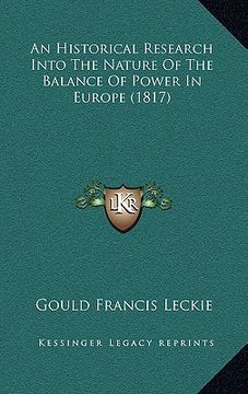 portada an historical research into the nature of the balance of power in europe (1817)