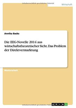 portada Die EEG-Novelle 2014 aus wirtschaftstheoretischer Sicht. Das Problem der Direktvermarktung (German Edition)