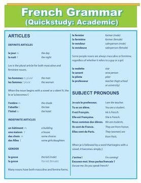 portada French Grammar: Quick Study Academic (en Inglés)