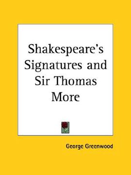 portada shakespeare's signatures and sir thomas more (en Inglés)