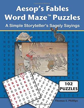 portada Aesop's Fables Word Maze Puzzles: A Simple Storyteller's Sagely Sayings (Word Maze Puzzle Book) (en Inglés)
