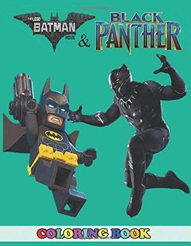 portada Batman and Black Panther Coloring Book: 2 in 1 Coloring Book for Kids and Adults, Activity Book, Great Starter Book for Children With Fun, Easy, and Relaxing Coloring Pages 