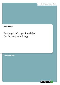 portada Der gegenwärtige Stand der Gedächtnisforschung (German Edition)