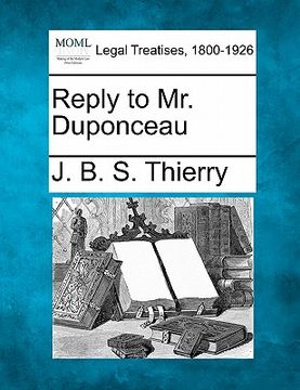 portada reply to mr. duponceau (en Inglés)