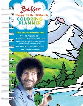 portada Bob Ross Happy Little 18-Month Coloring Planner (en Inglés)