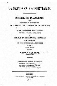 portada Quaestiones Propertianae, Dissertatio inauguralis (en Latin)