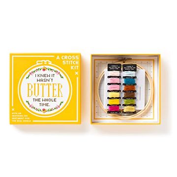 portada Brass Monkey i Knew it Wasn't Butter – Cross Stitch kit for Beginners and Experts diy Starter Craft With Design Guide and Instructions