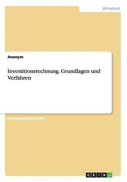 portada Investitionsrechnung. Grundlagen und Verfahren (German Edition)
