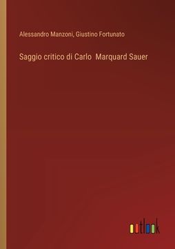 portada Saggio critico di Carlo Marquard Sauer (en Italiano)