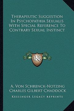 portada therapeutic suggestion in psychopathia sexualis with special reference to contrary sexual instinct (en Inglés)