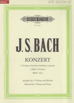 portada Concerto for 2 Violins in D Minor Bwv 1043 (Edition for 2 Violins and Piano) (en Inglés)