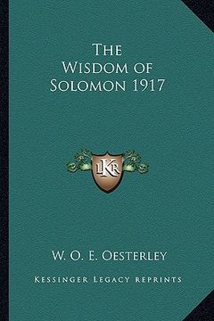 portada the wisdom of solomon 1917 (in English)