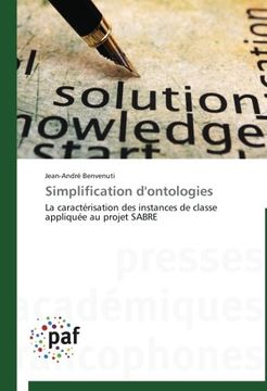 portada Simplification d'ontologies: La caractérisation des instances de classe appliquée au projet SABRE