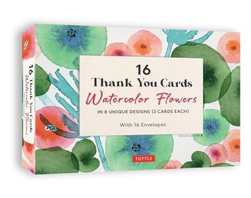 portada 16 Thank you Cards Watercolor Flowers: 4 1
