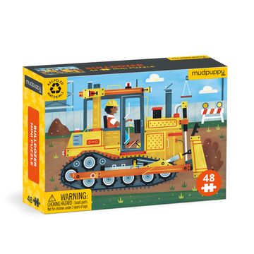 portada Bulldozer 48 Piece Mini Puzzle From Mudpuppy, Featuring a Colorful Illustration of a Bulldozer, 8 x 5. 75, Informational Insert Included, Perfect for Kids 4+