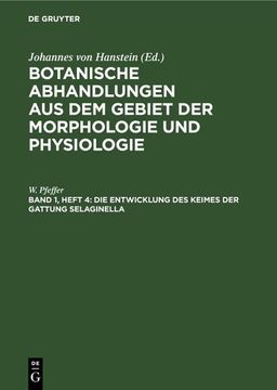 portada Die Entwicklung des Keimes der Gattung Selaginella (en Alemán)