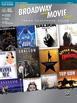 portada Top Broadway & Movie Songs Instrumental Solos: Tenor Saxophone Solos, Book & Online Audio/Software/PDF (en Inglés)