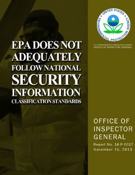 portada EPA Does Not Adequately Follow National Security Information Classification Standards