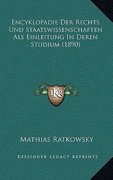portada Encyklopadie Der Rechts Und Staatswissenschaften Als Einleitung In Deren Studium (1890) (en Alemán)