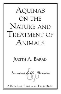 portada aquinas on the nature and treatment of animals