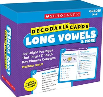 portada Decodable Cards: Long Vowels & More: Just-Right Passages That Target & Teach Key Phonics Concepts (en Inglés)