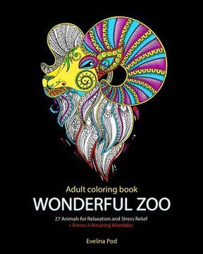 portada Adult Coloring Book: Wonderful Zoo