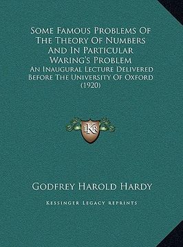 portada some famous problems of the theory of numbers and in particusome famous problems of the theory of numbers and in particular waring's problem lar warin (in English)