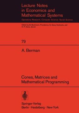 portada cones, matrices and mathematical programming (en Inglés)