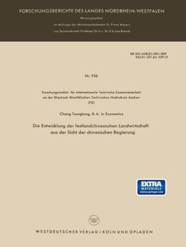 portada Die Entwicklung der festlandchinesischen Landwirtschaft aus der Sicht der chinesischen Regierung (Forschungsberichte des Landes Nordrhein-Westfalen) (German Edition)