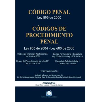 portada CÓDIGO PENAL Y CÓDIGOS DE PROCEDIMIENTO PENAL VEINTEAVA EDICION
