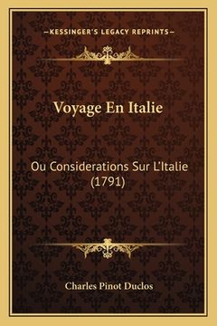 portada Voyage En Italie: Ou Considerations Sur L'Italie (1791) (en Francés)