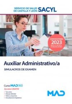 portada Auxiliar Administrativo/A. Simulacros de Examen: Servicio de Salud de Castilla y Leon (Sacyl)