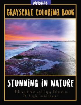 portada Stunning in Nature: Landscapes Grayscale Coloring Book Relieve Stress and Enjoy Relaxation 24 Single Sided Images (en Inglés)