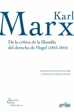 portada De la Critica de la Filosofia del Derecho de Hegel (1843-1844)