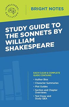 portada Study Guide to the Sonnets by William Shakespeare (Bright Notes) (en Inglés)