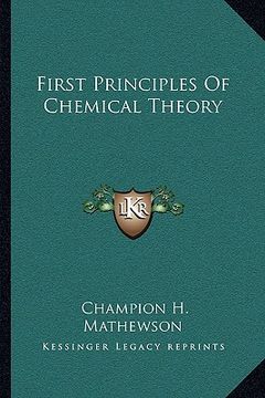 portada first principles of chemical theory (en Inglés)