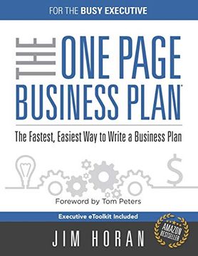 portada The one Page Business Plan for the Busy Executive: The Fastest, Eaiest way to Write a Business Plan 